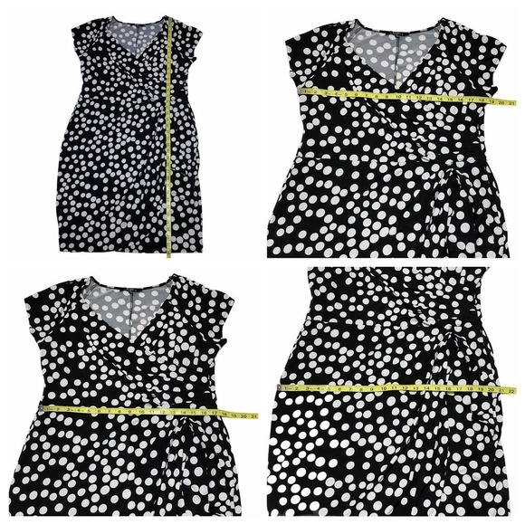 STUDIO by Tiana B Black & White Polka Dot Short Sleeve V-Neck Mini Dress - Picture 13 of 13
